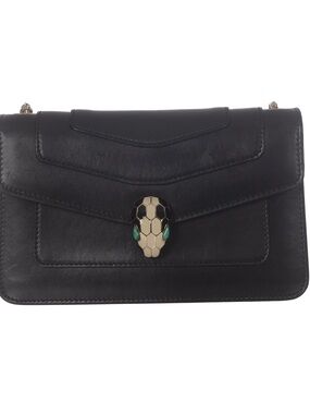 ♥️Bvlgari Serpenti Medium Forever Black Leather Snake-Head Crossbody Bag ♥️